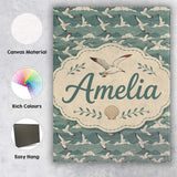 Personalised Name Seagulls Flying Over Custom  Modern Room Accent Elegant Feature Canvas Wall Art Print Decor Picture Ready to Hang