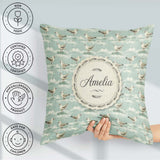 Custom Name Seagulls Walking on Beach with Gentle Waves Seamless Square Filled Cushion Throw Pillow Sofa Bed Home Decor Zip Washable UK Made
