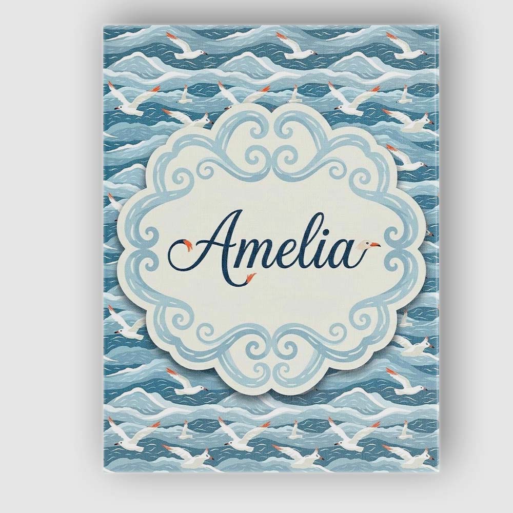 Personalised Name Seagulls Flying Over Custom  Modern Room Accent Elegant Feature Canvas Wall Art Print Decor Picture Ready to Hang