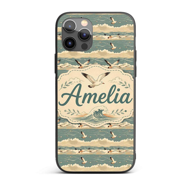 Seagulls Flying Above Sea Horizon Scenic Seamless Custom Name Protective Phone Case Mobile Cover Durable Everyday Smartphone Shock Resistant