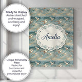 Personalised Name Painterly Seagulls Flying Custom  Bespoke Interior Contemporary Canvas Wall Art Print Decor Picture Ready to Hang