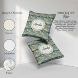 Custom Name Painterly Seagulls Over Ocean Waves Seamless Pattern Square Filled Cushion Throw Pillow Sofa Bed Home Decor Zip Washable UK Made