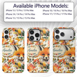 Watercolor Fox Floral Artistic Printed Design Custom Name Protective Phone Case Mobile Cover Durable Everyday Smartphone Shock Resistant