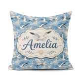 Custom Name Soft Watercolor Seagulls in Flight Over Sea Seamless Square Filled Cushion Throw Pillow Sofa Bed Home Decor Zip Washable UK Made