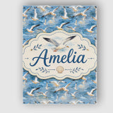 Personalised Name Soft Watercolor Seagulls Custom  Unique Gift Idea Elegant Feature Canvas Wall Art Print Decor Picture Ready to Hang