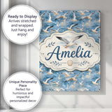 Personalised Name Soft Watercolor Seagulls Custom  Unique Gift Idea Elegant Feature Canvas Wall Art Print Decor Picture Ready to Hang