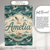 Seagulls Flying Over Deep Blue Ocean Waves Seamless Pattern Lovely  Personalised Custom Name Super Soft Fleece Blanket Bed Sofa Throw