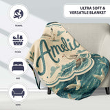 Seagulls Flying Over Deep Blue Ocean Waves Seamless Pattern Lovely  Personalised Custom Name Super Soft Fleece Blanket Bed Sofa Throw