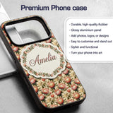 Vintage Protea Floral Botanical Seamless Pattern Custom Name Protective Phone Case Mobile Cover Durable Everyday Smartphone Shock Resistant