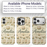 Cream Protea Botanical Floral Seamless Pattern Custom Name Protective Phone Case Mobile Cover Durable Everyday Smartphone Shock Resistant