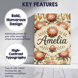 Personalised Name Protea Flowers with Custom Modern Room Accent Creative Decorator Style Canvas Wall Art Print Decor Picture Ready to Hang