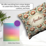 Custom Name Soft Protea Floral Seamless Pattern Stylish Everyday Square Filled Cushion Throw Pillow Sofa Bed Home Decor Zip Washable UK Made