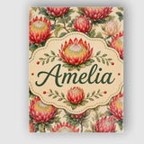 Personalised Name Red and Cream Protea Custom  Modern Room Accent Elegant Feature Canvas Wall Art Print Decor Picture Ready to Hang