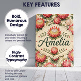 Personalised Name Red and Cream Protea Custom  Modern Room Accent Elegant Feature Canvas Wall Art Print Decor Picture Ready to Hang