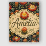 Personalised Name Vibrant Yellow and Red Custom  Unique Gift Idea Elegant Feature Canvas Wall Art Print Decor Picture Ready to Hang