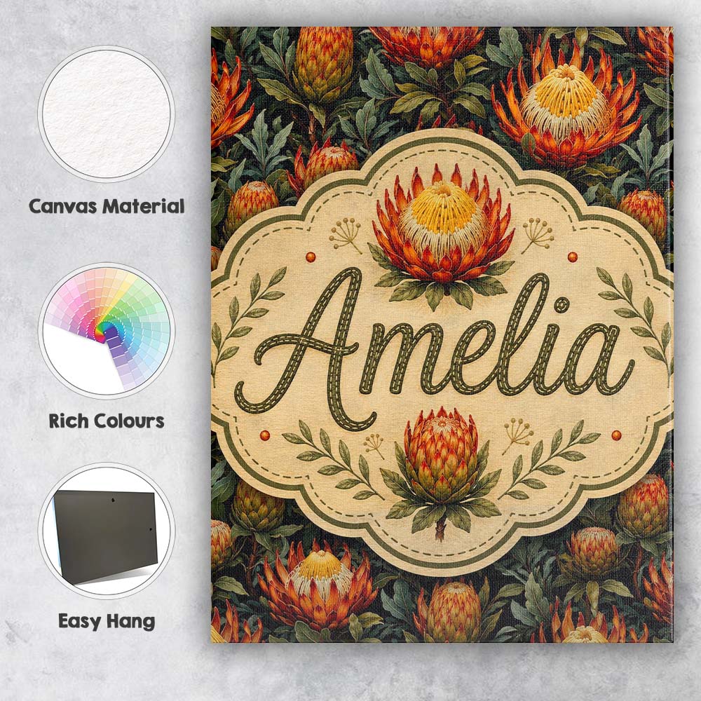 Personalised Name Vibrant Yellow and Red Custom  Unique Gift Idea Elegant Feature Canvas Wall Art Print Decor Picture Ready to Hang