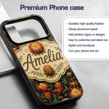 Vibrant Yellow and Red Protea Floral Seamless Custom Name Protective Phone Case Mobile Cover Durable Everyday Smartphone Shock Resistant