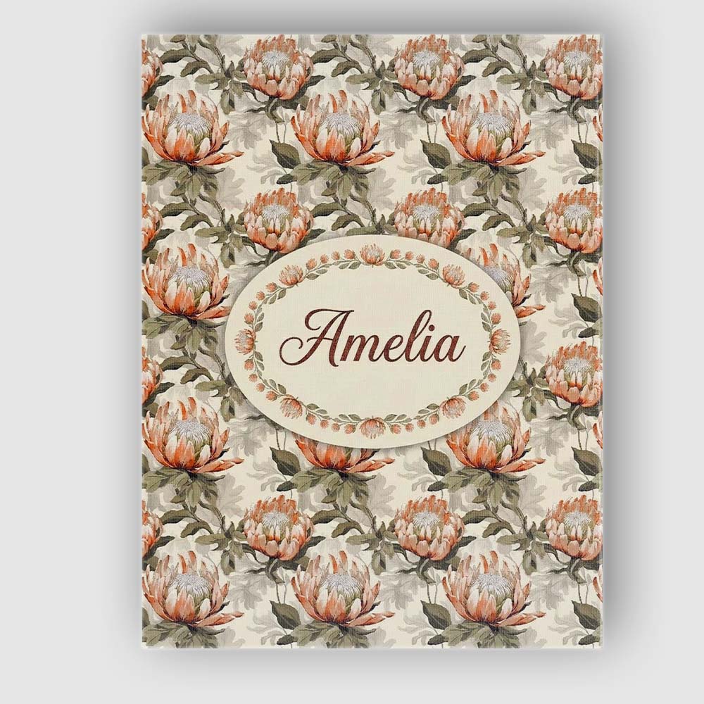 Personalised Name Neutral Tone Protea Custom Modern Room Accent Creative Decorator Style Canvas Wall Art Print Decor Picture Ready to Hang