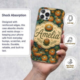 Vibrant Orange and Teal Protea Floral Seamless Custom Name Protective Phone Case Mobile Cover Durable Everyday Smartphone Shock Resistant