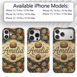 Vibrant Orange and Teal Protea Floral Seamless Custom Name Protective Phone Case Mobile Cover Durable Everyday Smartphone Shock Resistant