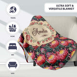Bold Pink Protea Botanical Floral Seamless Pattern Cute Unique Gift  Personalised Custom Name Super Soft Fleece Blanket Bed Sofa Throw