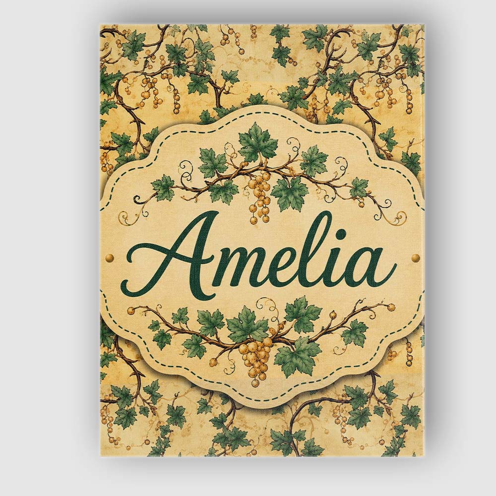 Personalised Name Classic Vine Leaves and Custom  Unique Gift Idea Elegant Feature Canvas Wall Art Print Decor Picture Ready to Hang