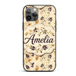 Elegant Autumn Leaves and Swirling Vines Seamless Custom Name Protective Phone Case Mobile Cover Durable Everyday Smartphone Shock Resistant