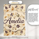 Elegant Autumn Leaves and Swirling Vines Seamless Pattern Lovely  Personalised Custom Name Super Soft Fleece Blanket Bed Sofa Throw