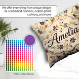 Custom Name Elegant Autumn Leaves and Swirling Seamless Pattern Square Filled Cushion Throw Pillow Sofa Bed Home Decor Zip Washable UK Made