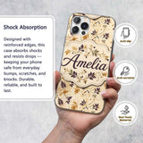 Elegant Autumn Leaves and Swirling Vines Seamless Custom Name Protective Phone Case Mobile Cover Durable Everyday Smartphone Shock Resistant