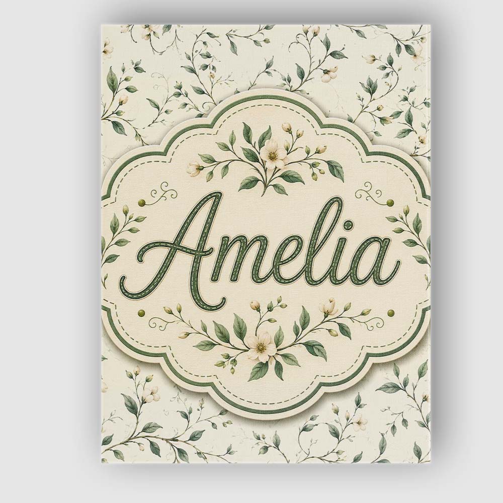 Personalised Name Delicate Green Botanical Custom  Unique Gift Idea Elegant Feature Canvas Wall Art Print Decor Picture Ready to Hang
