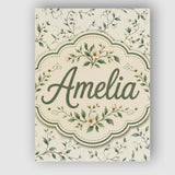 Personalised Name Delicate Green Botanical Custom  Unique Gift Idea Elegant Feature Canvas Wall Art Print Decor Picture Ready to Hang