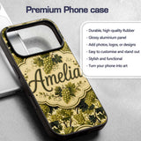 Classic Vineyard Grapes and Leaves Botanical Custom Name Protective Phone Case Mobile Cover Durable Everyday Smartphone Shock Resistant