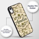 Natural Woodland Vine Leaves Seamless Pattern Custom Name Protective Phone Case Mobile Cover Durable Everyday Smartphone Shock Resistant