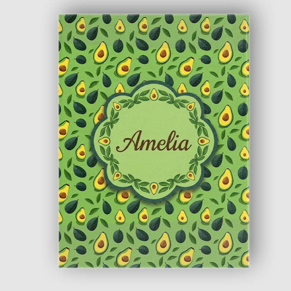 Personalised Name Bright Green Avocado Minimal Pattern Charming Custom  Statement Canvas Wall Art Print Decor Picture Ready to Hang