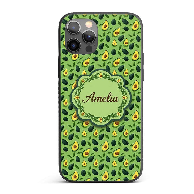 Bright Green Avocado Minimal Pattern Charming Custom Name Protective Phone Case Mobile Cover Durable Everyday Smartphone Shock Resistant