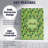 Personalised Name Bright Green Avocado Minimal Pattern Charming Custom  Statement Canvas Wall Art Print Decor Picture Ready to Hang