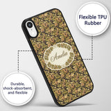 Golden Yellow Leaves and Teal Foliage Artistic Custom Name Protective Phone Case Mobile Cover Durable Everyday Smartphone Shock Resistant