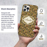 Golden Yellow Leaves and Teal Foliage Artistic Custom Name Protective Phone Case Mobile Cover Durable Everyday Smartphone Shock Resistant