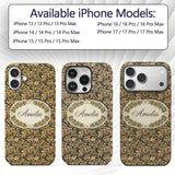 Golden Yellow Leaves and Teal Foliage Artistic Custom Name Protective Phone Case Mobile Cover Durable Everyday Smartphone Shock Resistant