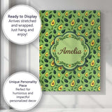 Personalised Name Bright Green Avocado Minimal Pattern Charming Custom  Statement Canvas Wall Art Print Decor Picture Ready to Hang