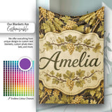Vintage Vineyard Grapes and Leaves on Dark Background Seamless  Personalised Custom Name Super Soft Fleece Blanket Bed Sofa Throw