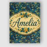 Personalised Name Deep Blue Background with Custom  Bespoke Interior Contemporary Canvas Wall Art Print Decor Picture Ready to Hang