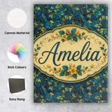 Personalised Name Deep Blue Background with Custom  Bespoke Interior Contemporary Canvas Wall Art Print Decor Picture Ready to Hang