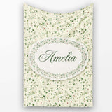 Delicate Green Vine Leaves with Small Red Berries Seamless Pattern  Personalised Custom Name Super Soft Fleece Blanket Bed Sofa Throw