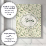Personalised Name Delicate Green Vine Custom Modern Room Accent Creative Decorator Style Canvas Wall Art Print Decor Picture Ready to Hang