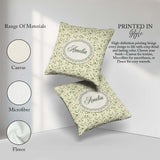 Custom Name Delicate Green Vine Leaves with Red Berries Seamless Square Filled Cushion Throw Pillow Sofa Bed Home Decor Zip Washable UK Made