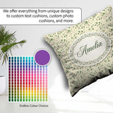 Custom Name Delicate Green Vine Leaves with Red Berries Seamless Square Filled Cushion Throw Pillow Sofa Bed Home Decor Zip Washable UK Made