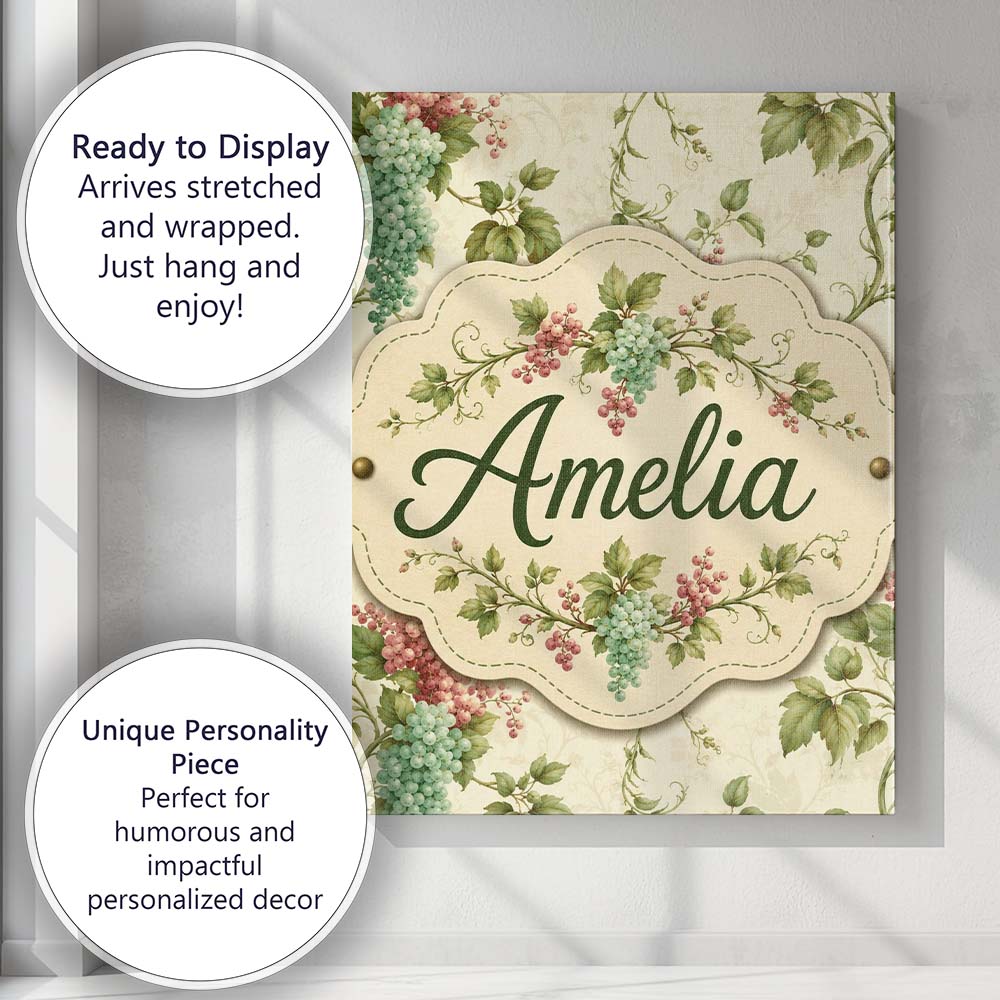 Personalised Name Pastel Pink and Mint Custom  Modern Room Accent Elegant Feature Canvas Wall Art Print Decor Picture Ready to Hang