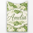 Tropical Monstera Leaves in Soft Green Tones Seamless Pattern Lovely  Personalised Custom Name Super Soft Fleece Blanket Bed Sofa Throw